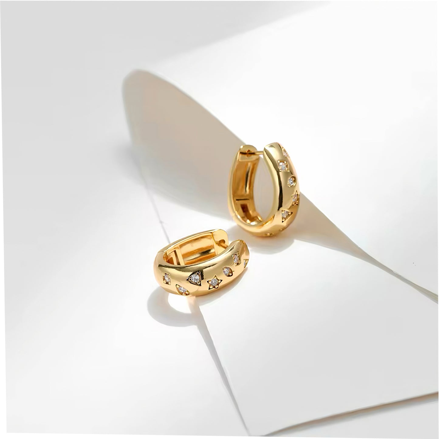 Stellar Hoops Earrings 18K gold plated zircon earrings Mia Promise 00002