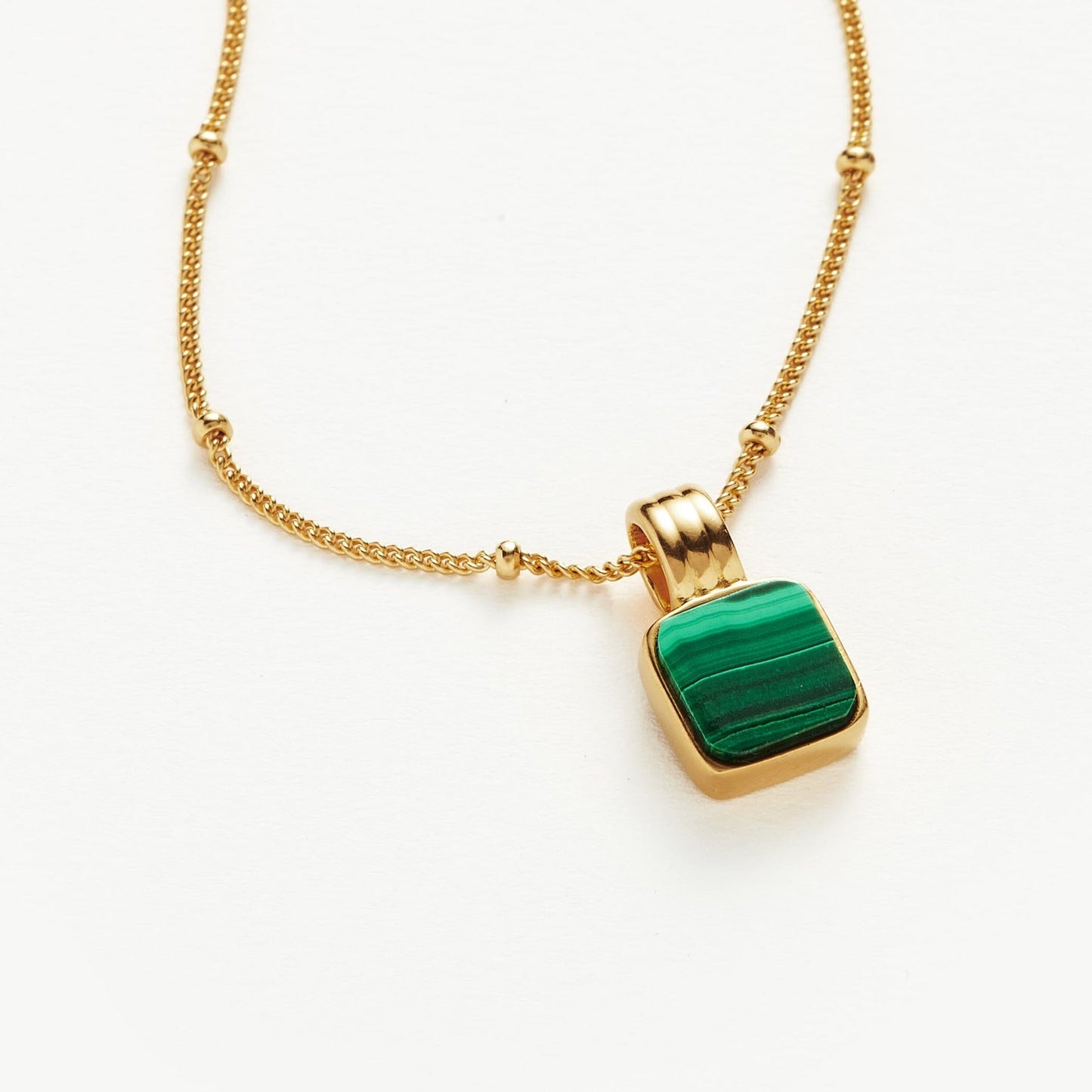18k gold plated green pendant necklace by MiaPromise, featuring minimalist square malachite stone, elegant layering jewelry for women.18k gold plated green pendant necklace by MiaPromise, featuring minimalist square malachite stone, elegant layering jewelry for women.