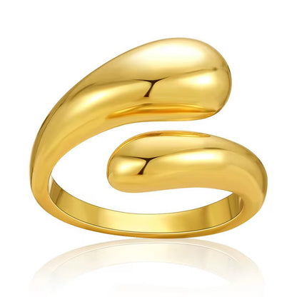 Muse Curve Ring in 18k gold plated finish with sculptural open design and rounded ends