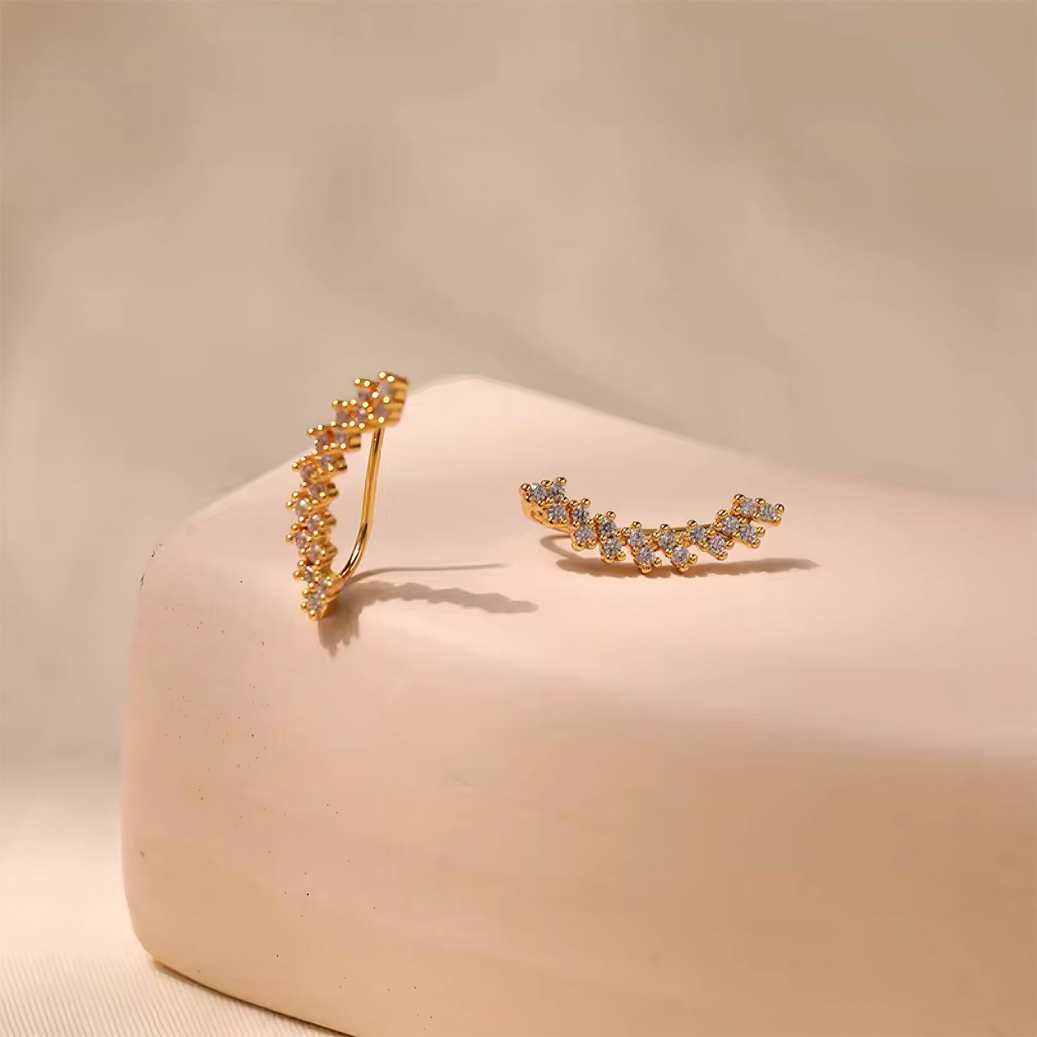 Crystal Cascade Drop Earrings with 18K gold plating and waterfall design featuring sparkling crystals – Mia Promise Jewelry 00073
