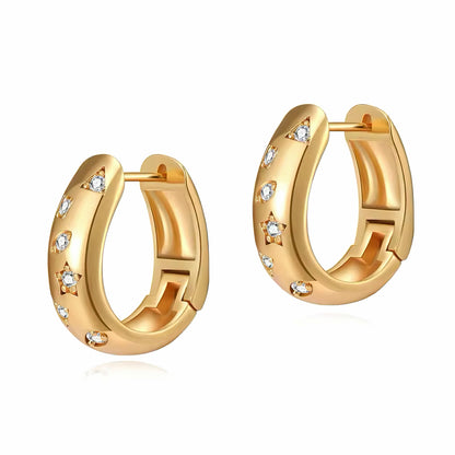 Stellar Hoops Earrings 18K gold plated zircon earrings Mia Promise 00001