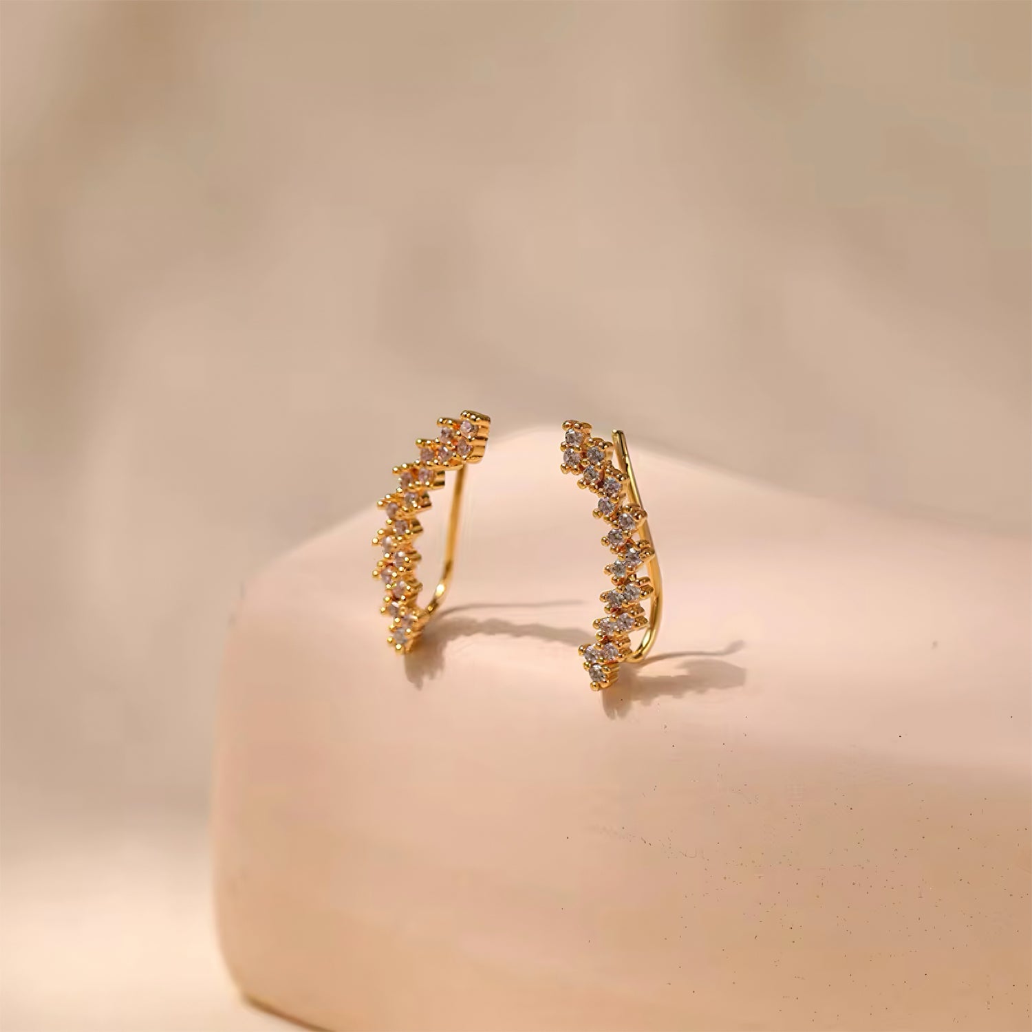 Crystal Cascade Drop Earrings with 18K gold plating and waterfall design featuring sparkling crystals – Mia Promise Jewelry 00074