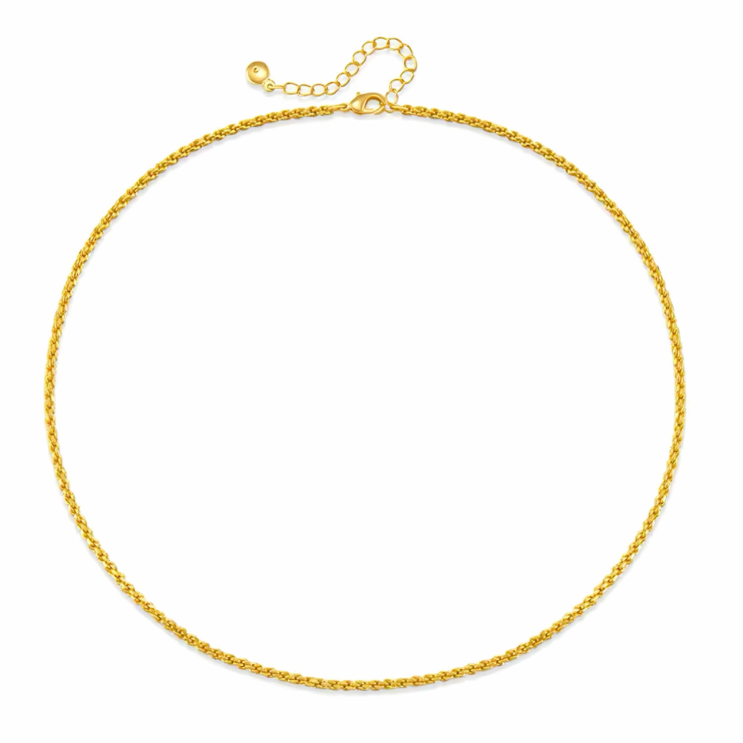 Golden rope chain necklace in 18K gold-plated stainless steel – delicate, adjustable, water-resistant layering jewelry 00067