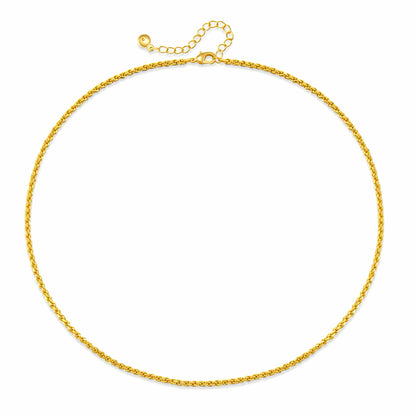 Golden rope chain necklace in 18K gold-plated stainless steel – delicate, adjustable, water-resistant layering jewelry 00067