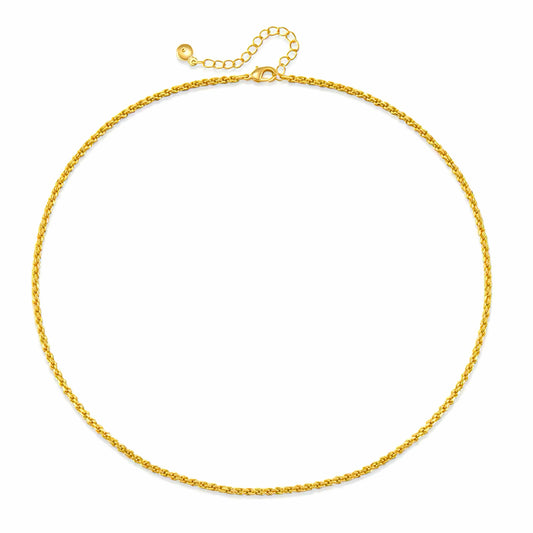 Golden rope chain necklace in 18K gold-plated stainless steel – delicate, adjustable, water-resistant layering jewelry 00067