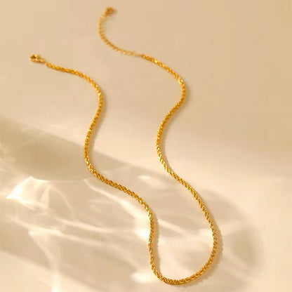 Golden rope chain necklace in 18K gold-plated stainless steel – delicate, adjustable, water-resistant layering jewelry 00069