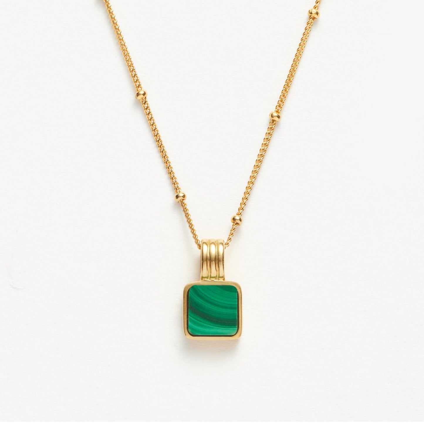 18k gold plated green pendant necklace by MiaPromise, featuring minimalist square malachite stone, elegant layering jewelry for women.18k gold plated green pendant necklace by MiaPromise, featuring minimalist square malachite stone, elegant layering jewelry for women.