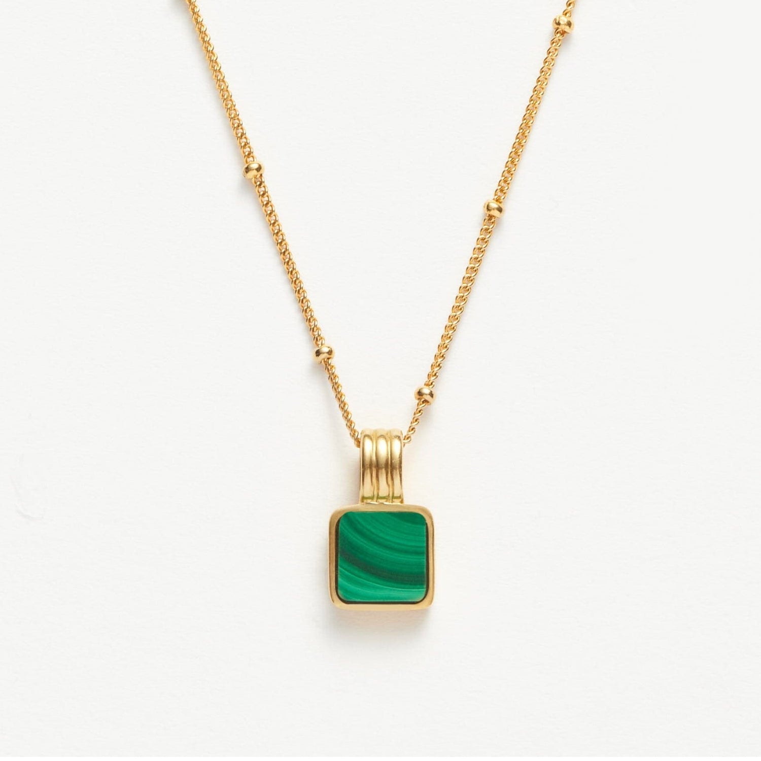 18k gold plated green pendant necklace by MiaPromise, featuring minimalist square malachite stone, elegant layering jewelry for women.18k gold plated green pendant necklace by MiaPromise, featuring minimalist square malachite stone, elegant layering jewelry for women.