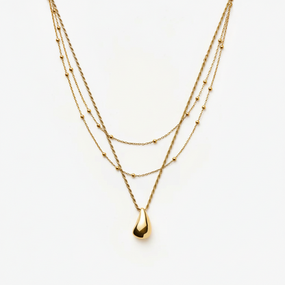 Raindrop Rope Pendant Necklace&Starlit Bead Layer Necklace SET