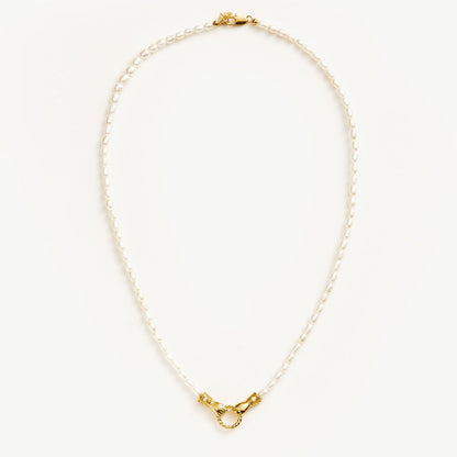 Unity Pearl Bracelet with clasped hands pendant and freshwater pearls, symbolizing trust and connection — designed by MiaPromise.