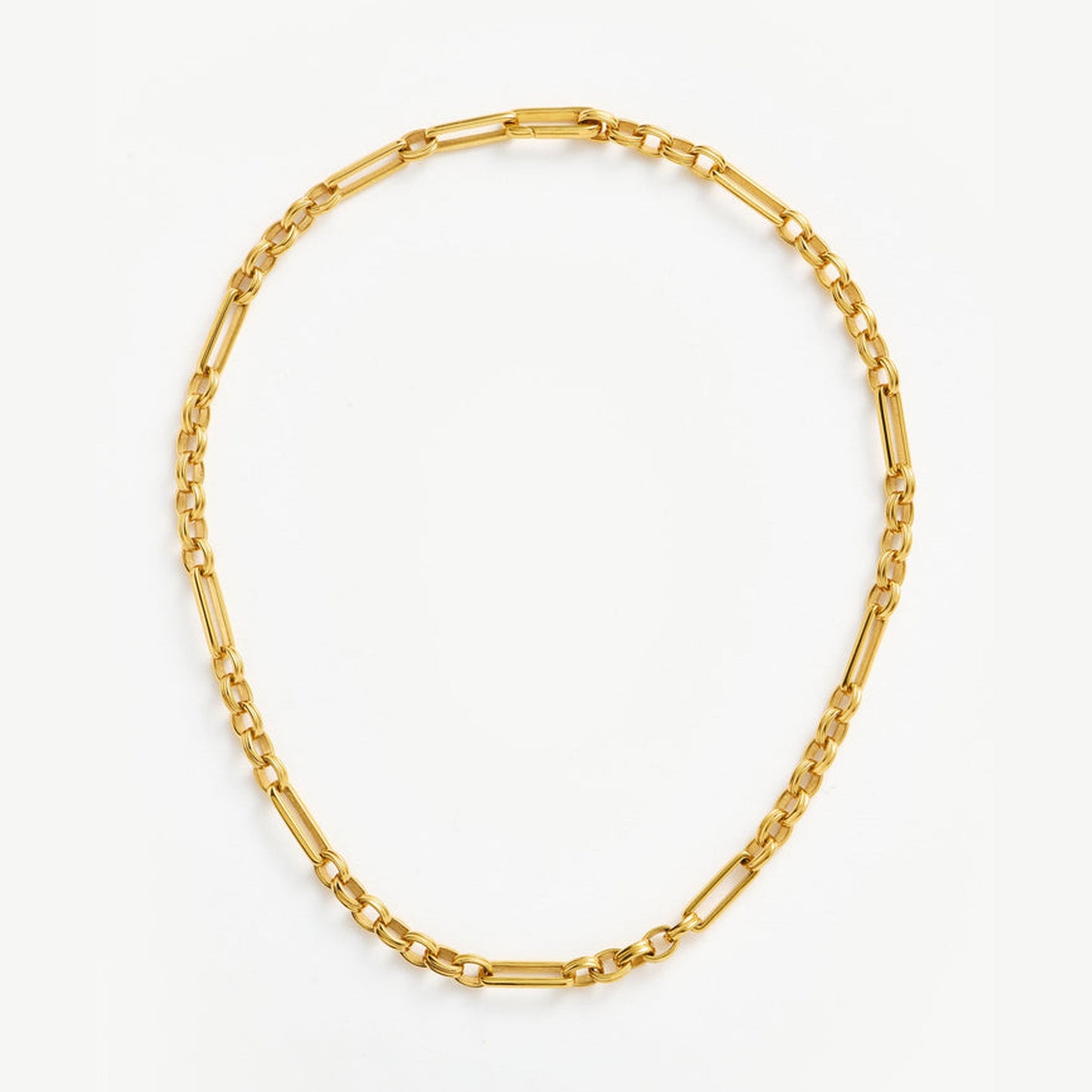 Vesta Chain Necklace featuring bold gold links with structured design, inspired by the Roman goddess of fire — by MiaPromise.