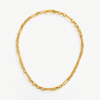 Vesta Chain Necklace featuring bold gold links with structured design, inspired by the Roman goddess of fire — by MiaPromise.