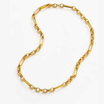 Vesta Chain Necklace featuring bold gold links with structured design, inspired by the Roman goddess of fire — by MiaPromise.