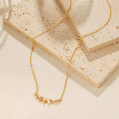 Vine Whisper Necklace – gold vine design with crystal leaf accents, delicate nature-inspired jewelry by Mia Promise 00090