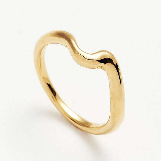 Minimalist 18k gold plated wavy ring | MiaPromise modern sculptural jewelry